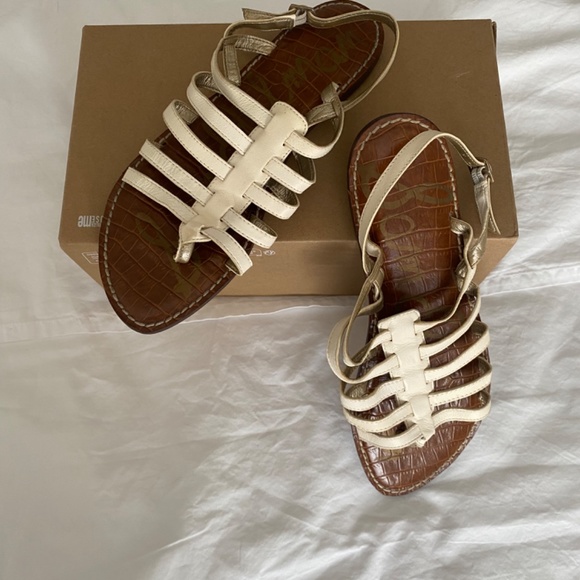 Sam Edelman White Strap Flat Sandals Women Size 8.5 - Picture 5 of 8